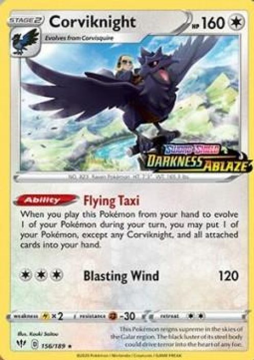 Corviknight 156/189 - Sword &amp; Shield Darkness Ablaze Kunto NM
