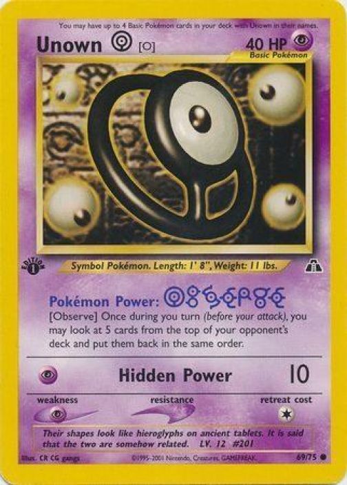 Unown 69/75 Kunto: Excellent