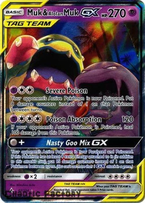 Muk &amp; Alolan Muk gx tag team 61/214 kunto: near mint