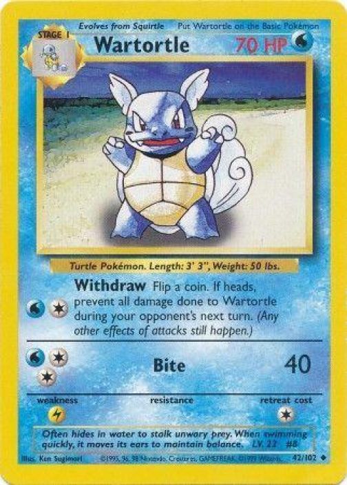 Wartortle 42/102 Kunto: NM