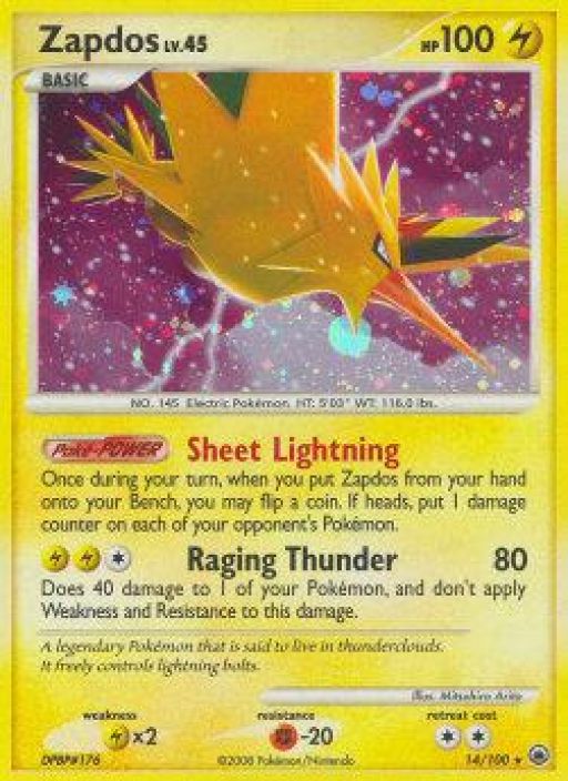 zapdos 14/100 kunto:light played