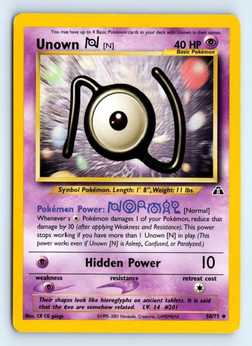 Unown 50/75 Kunto: Excellent