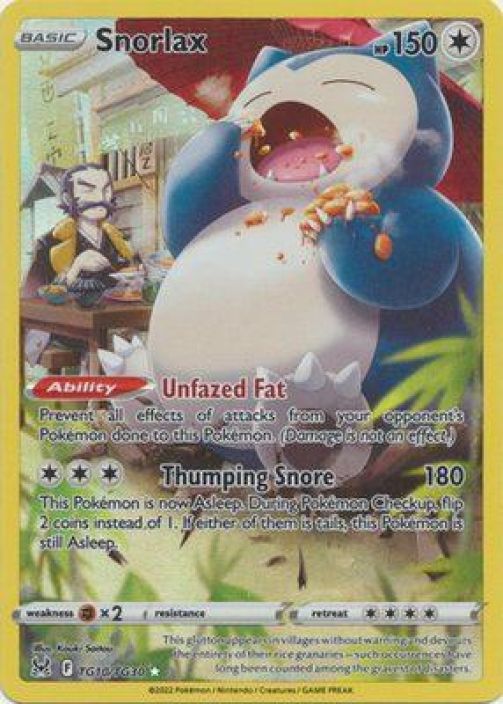 Snorlax TG10/TG30 GD Kunto: Good (Pieni painauma kortin vasemmassa sivussa takana)