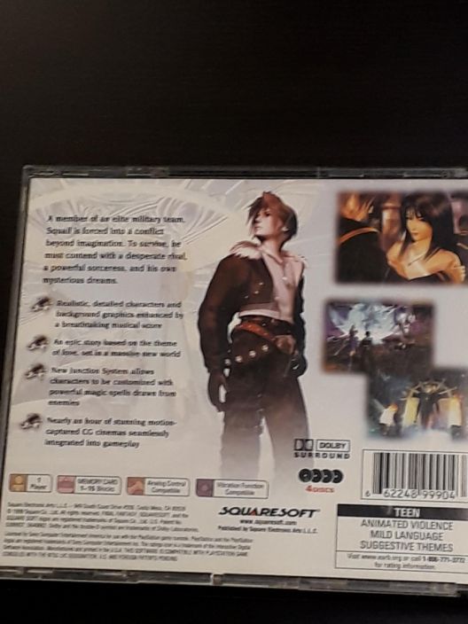Final Fantasy VIII (USA versio) kaytetty PS1 Kaytetty mintti manuaali, platinum
