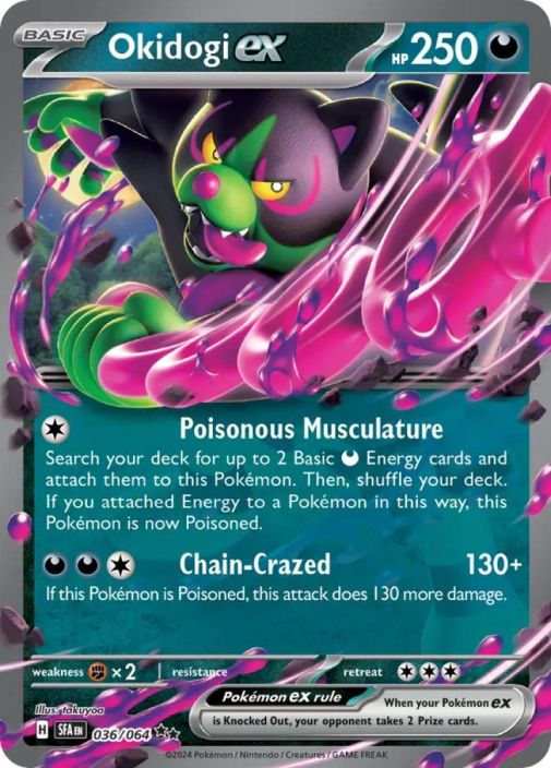 Okidogi ex 036/064 EX Kunto: EXcellent Misprint (takana ylemman pokemon tekstin paalla haalea