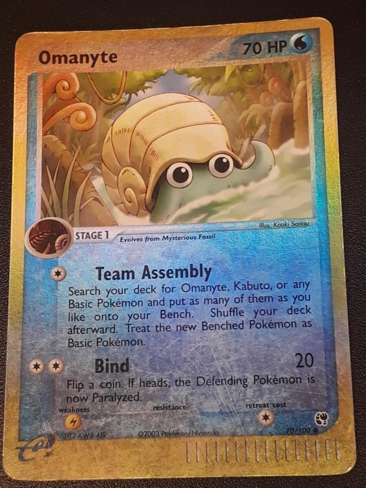 Omanyte 70/100 ex Sandstorm Reverse Holo Kunto: Light Play