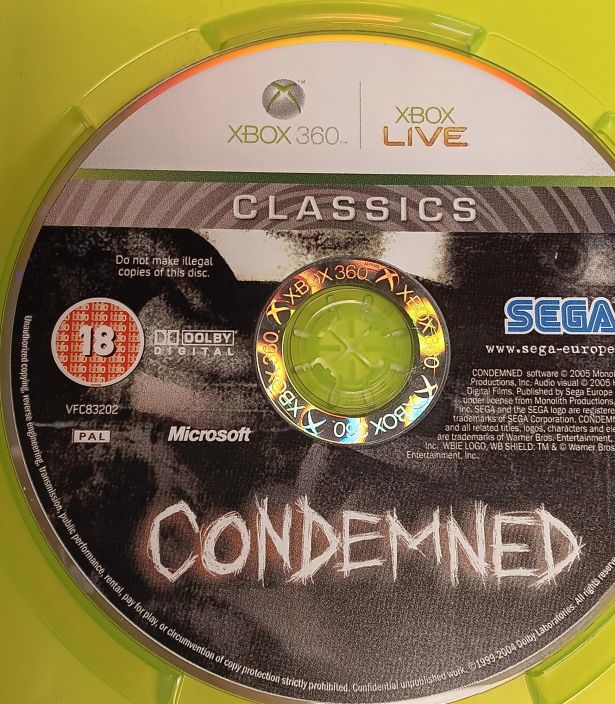 Condemned /Criminal Origins Kaytetty Xbox 360 Peli on PAL, Kannet NTSC