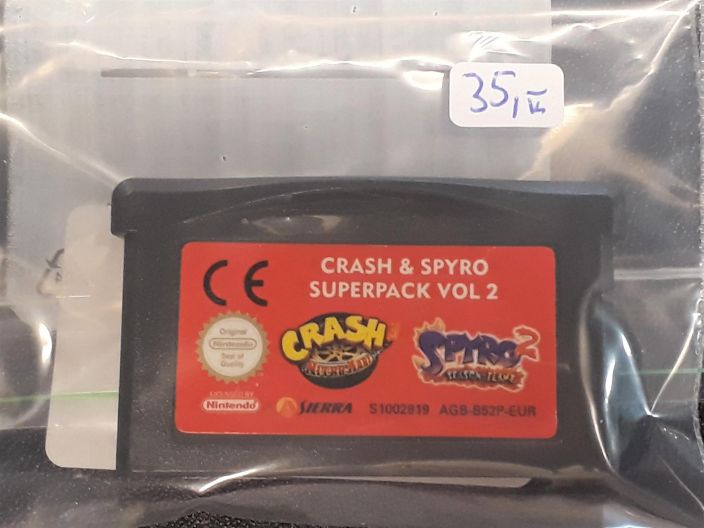 CRASH &amp; SPYRO Superpack Vol 2 pelkka peli Gameboy advance