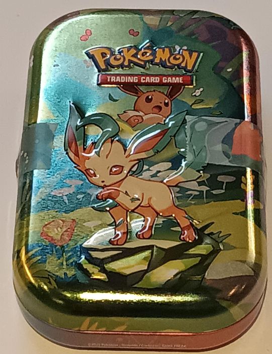 Pokemon Leafeon Mini Tina Sisaltaa: Leafeon Mini Tinan 1 Exeggutor V 1 ex tai V kortti 10 Holo tai