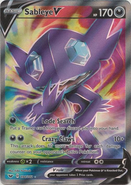 Sableye V 194/202 Full Art Kunto: NM