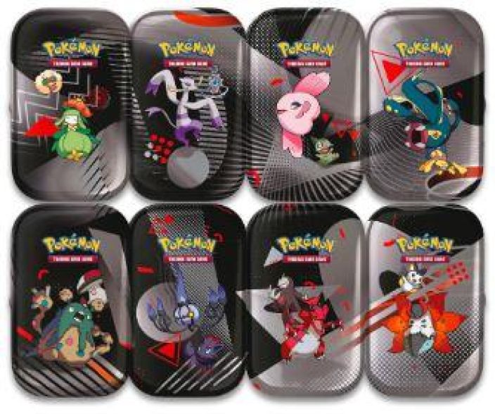 Pokemon Black Bolt &amp; White Flare Mini Tins / Mini tinat Sisaltaa: 1 Black Bolt Booster 1 White Flare