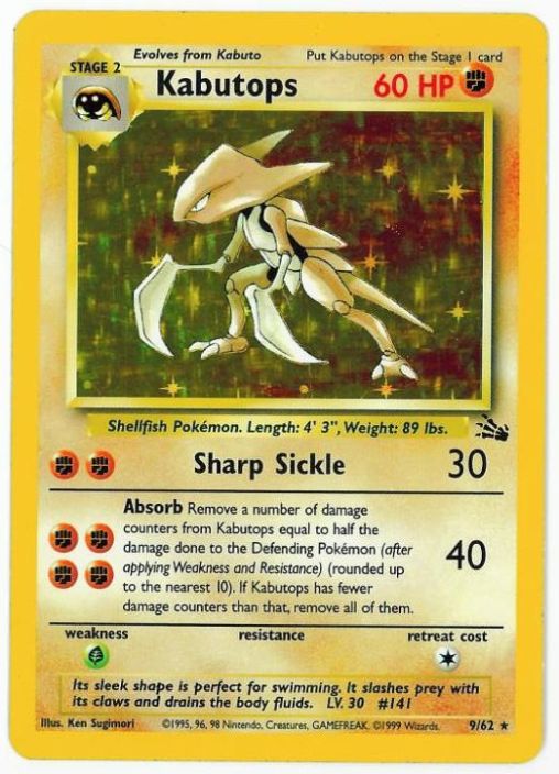 Kabutops 9/62 Kunto: Light Played