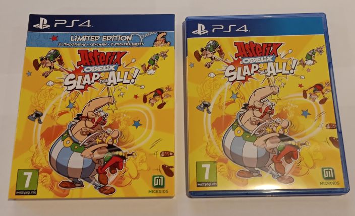 Asterix &amp; Obelisk Slap Them All Kaytetty PS4 Sisaltaa pelin omissa kansissa ja slip on pahvikannen