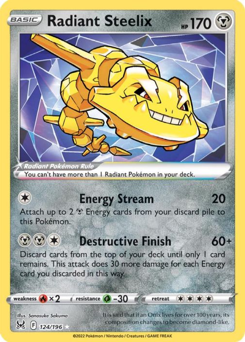 Radiant Steelix 124/196 Reverse Holo Kunto: Excellent