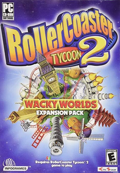 Rollercoaster tycoon 2 Wacky Worlds and Time Twisterja Time twister expansion packs kaytetty PC Vaatii emopelin