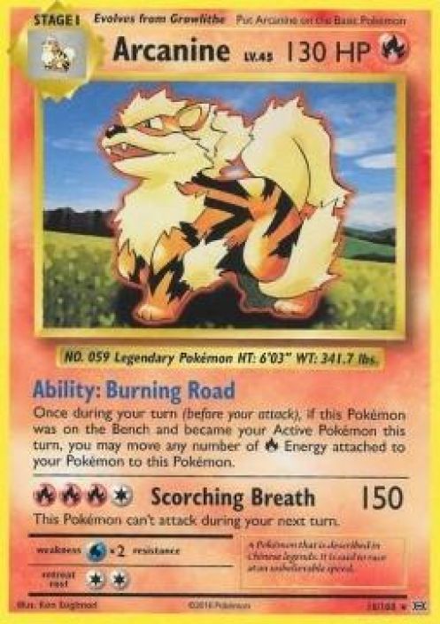 arcanine 18/108 kunto: played