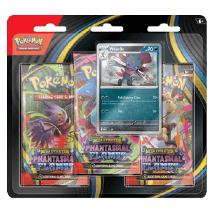 Pokemon Phantasmal Flames 3-Pack Blister Weavile Julkaisu 10.11.2025