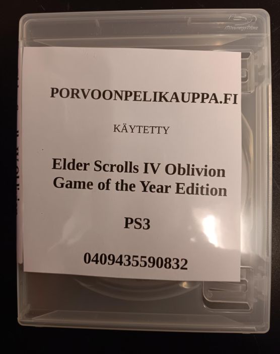 Elder Scrolls IV Oblivion Game of the Year Edition Loose Kaytetty PS3 Ei alkuperaisia kansipahveja