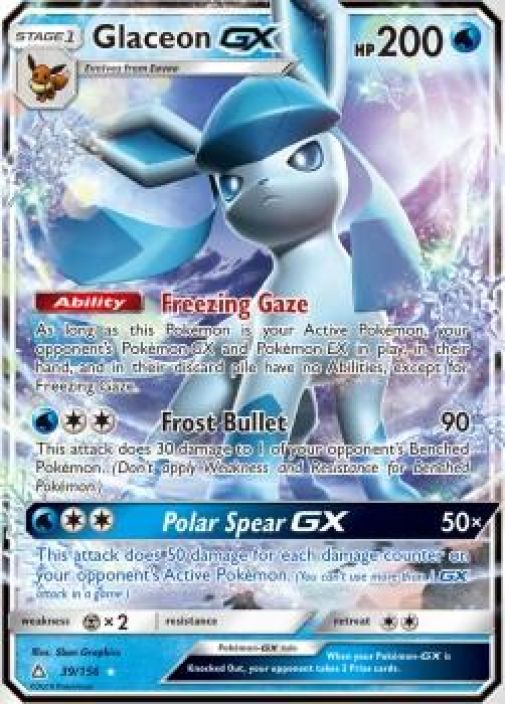 Glaceon gx 39/156 kunto: excellent