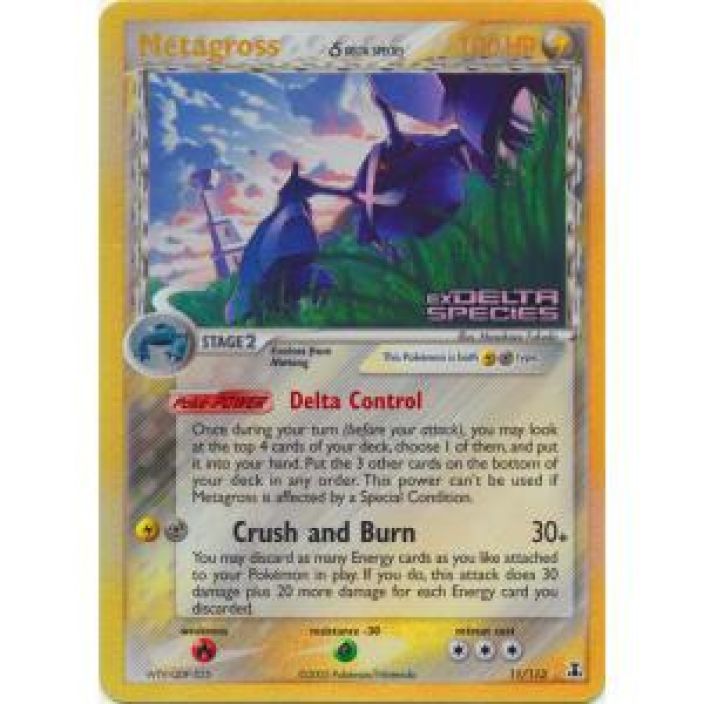 Metagross 11/113 Holo DMG ex Delta Species Kunto: Damaged (Taitos vasemmassa ylakulmassa, vahan