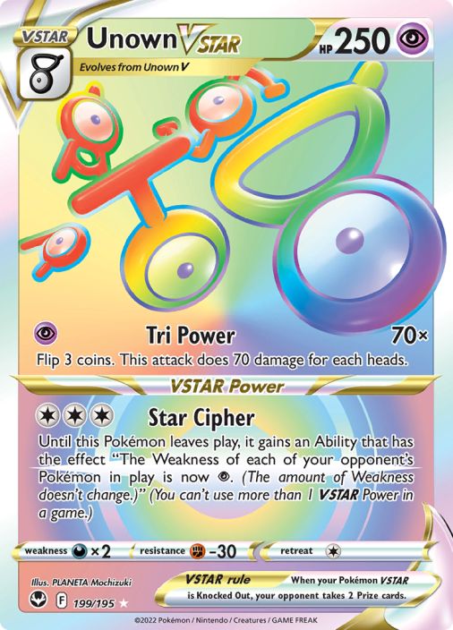 Unown Vstar 199/195 Rainbow Kunto:NM