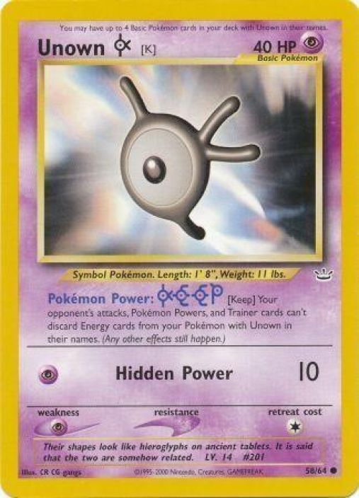 Unown 58/64 Kunto: Excellent