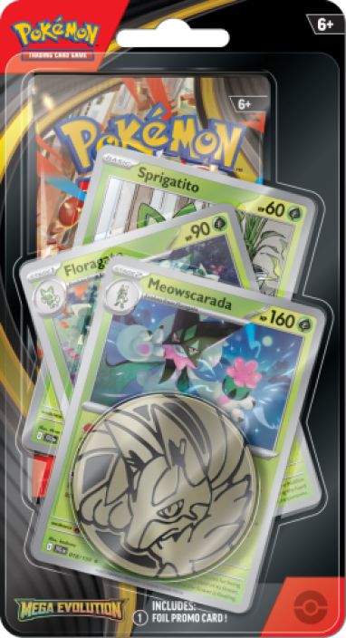Pokemon Mega Evolution Premium Checklane Blister Meowscarada julkasupaivi: 10 lokakuuta 2025