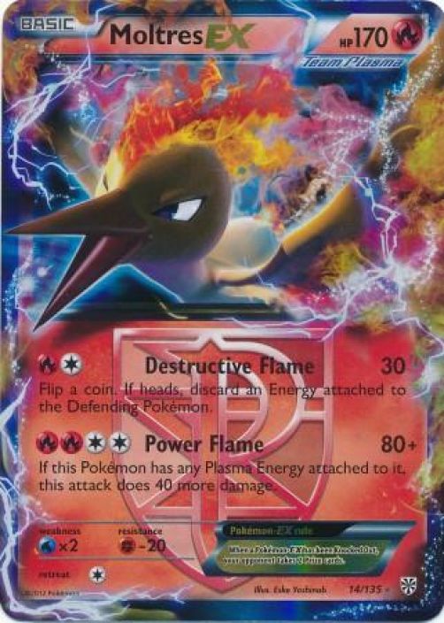 Moltres EX 14/135 Kunto: Damaged/ Poor ( edessa pieni taitos, takareunoissa kulumaa)