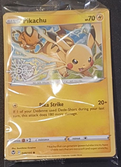 Pikachu 049/195 Joulutahtileimalla Omassa muovitaskussaan.