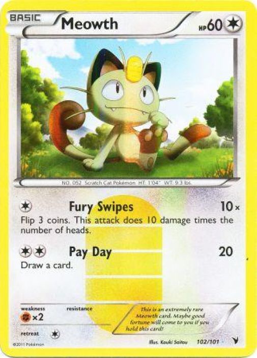 Meowth 102/101 Holo Kunto: Excellent