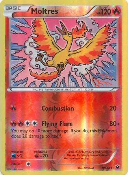 Moltres 9/124 Reverse Holo LP Kunto: Light Played