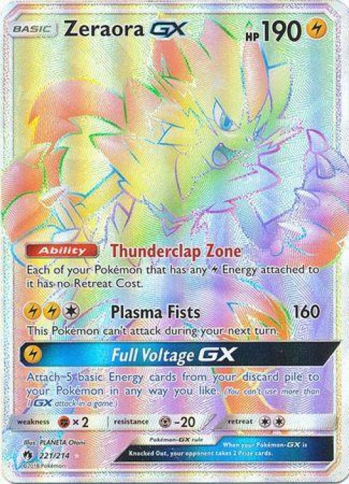 Rainbow Zeraora GX 221/214 Kunto: NM