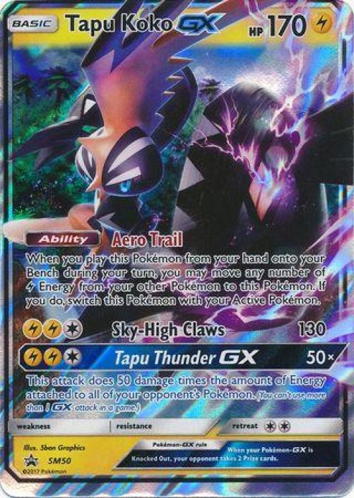 Tapu Koko GX SM50 Promo Kunto: Damaged (kulumaa ja reuna hieman repsottaa)