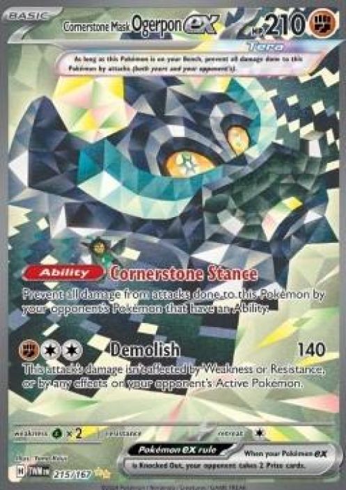 cornerstone mask ogerpon ex 215/167 kunto:near mint