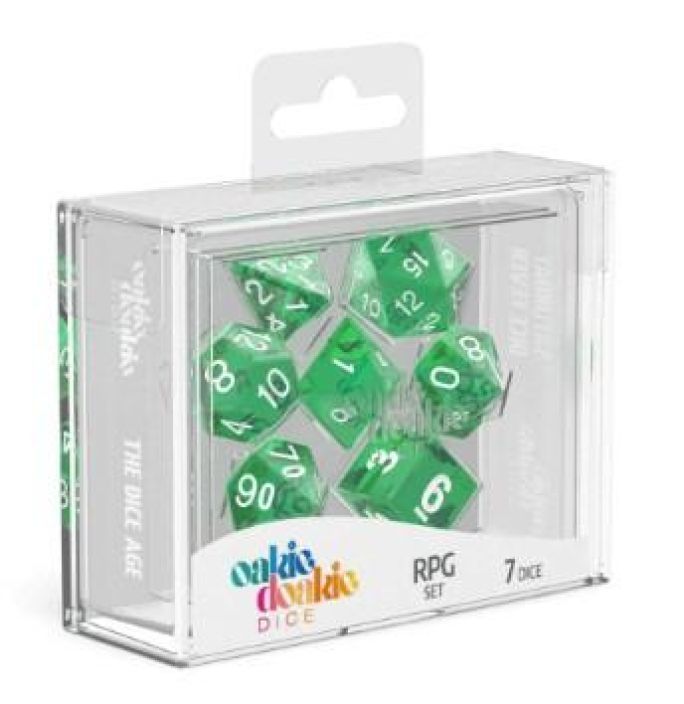 Oakie Dokie 7-Dice RPG Set Translucent Green