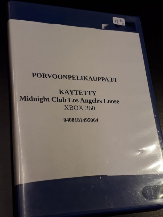 Midnight club los angeles Loose Kaytetty xbox 360 Ilman alkuperaisia pahveja