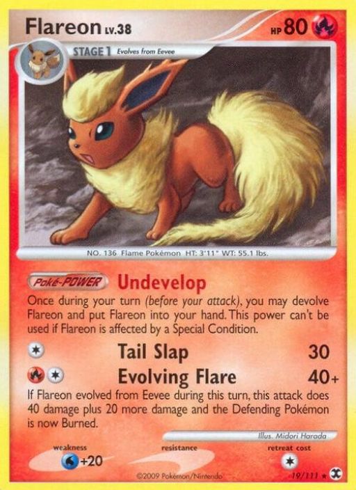 Flareon Lv.38 19/111 LP Kunto: Light Played