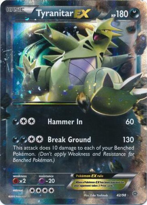 Tyranitar EX 42/98 Kunto: Damaged ( Laaja taitos oikeassa alakulmassa)