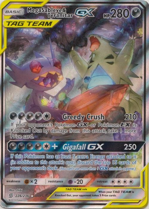 Mega Sableye &amp; Tyranitar GX 226/236 Kunto: Damaged