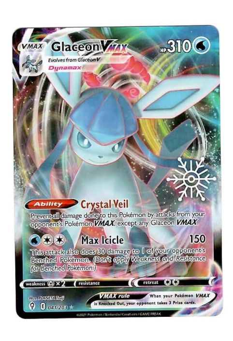 Glaceon VMAX 041/203 Joulutahtileimalla EX Kunto Excellent