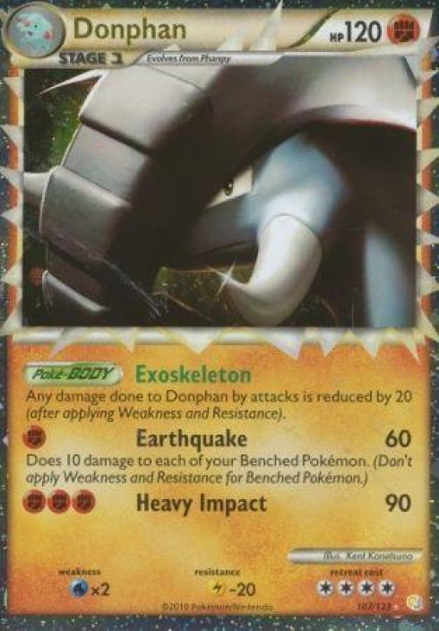 Donphan 107/123 Holo Heart Gold and Soul Silver Kunto: Damaged (Kulumaa takana)