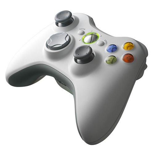 Xbox 360 Langaton ohjain valkoinen kaytetty Vasemmassa tatissa kulumia
