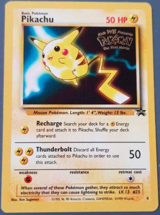 Pikachu 4 Pokemon First Movie Promo Kunto: Damaged ( Vasemmassa sivussa pieni taitos, vasemmassa kulmassa pieni taitos,
