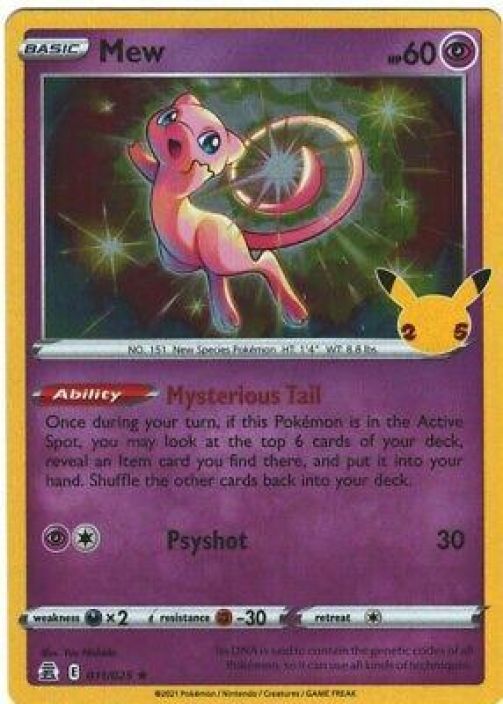 Mew 011/025 Holo Celebrations EX Kunto: EXcellent