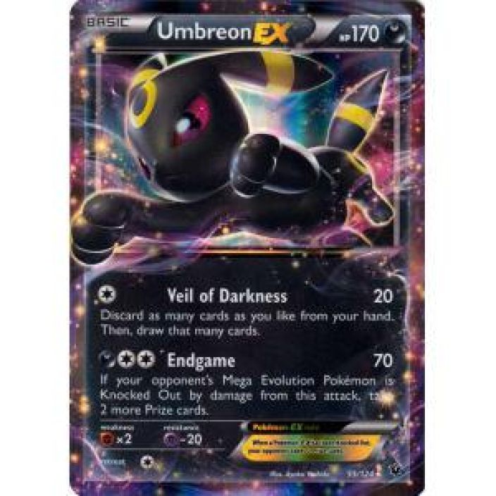 Umbreon EX 55/124 DMG Kunto: Damaged/Poor ( edessa ja takana melkein huomaamattomia pienia painaumia,