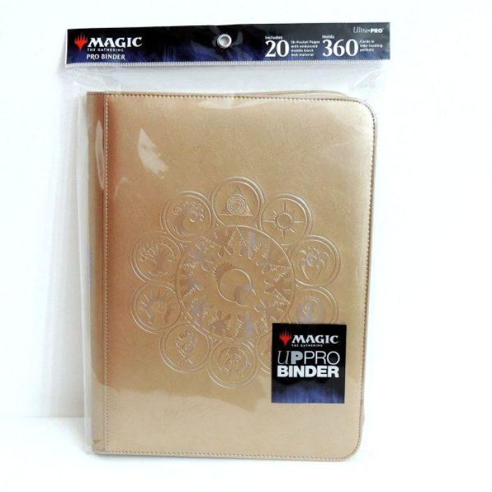 Ultra Pro Binder Magic 360kortille Omalla vetoketjulla. sivusta taytettava Kultainen vari