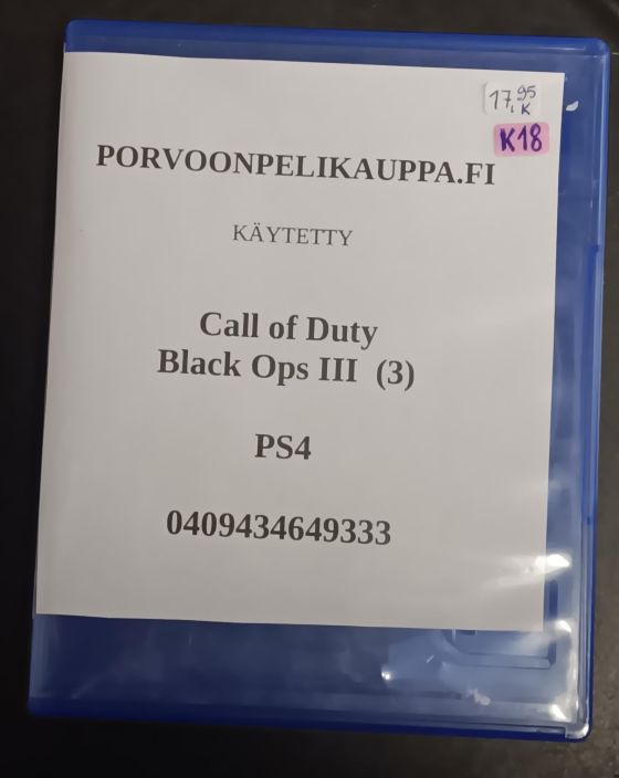 Call of Duty Black ops III / 3 Loose Kaytetty PS4 Ei alkuperaisia kansipahveja