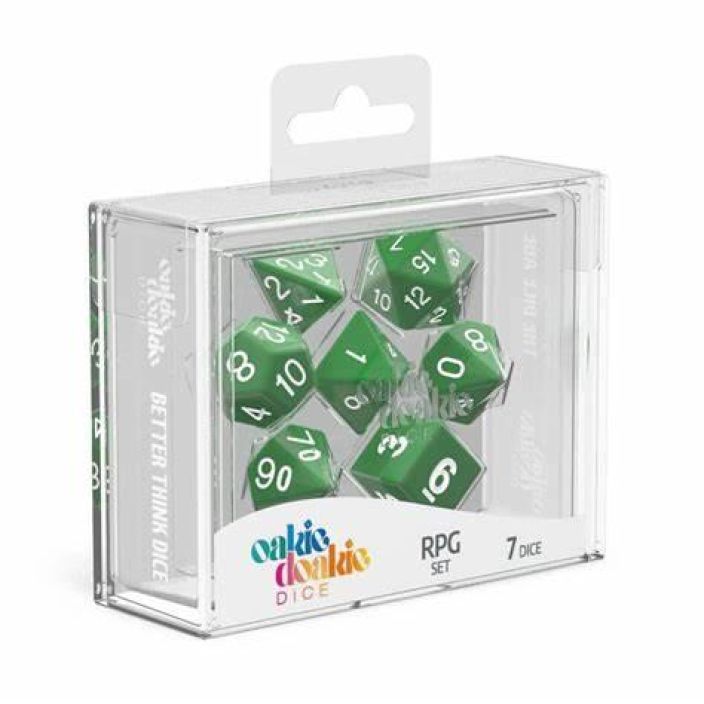 Oakie Dokie 7-Dice RPG Set Solid Green