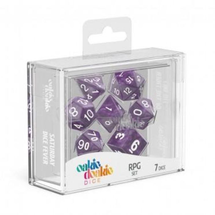 Oakie Doakie Dice RPG Set Marble 7 Dice Purple