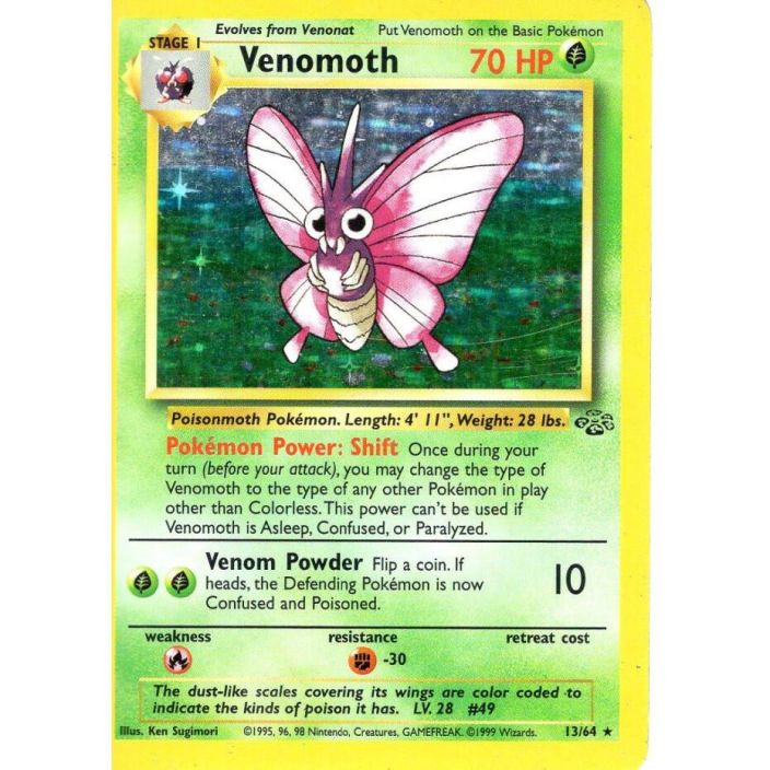 Venomoth 13/64 Holo Kunto: Damaged